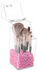 Sooyee Makeup Brush HolderMakeup Brush Organizer with 8mm White PearlsDustproof Makeup Brush holder with Lid