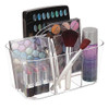 mDesign Plastic Makeup Storage Organizer Caddy Tote Divided Basket Bin Handle for Bathroom Holds Eyeshadow Palettes Nail