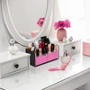 J JACKCUBE DESIGN JackCubeDesign Makeup Organizer with Pink Pearls Black Cosmetic Storage Case Box with Brush Holder Lar