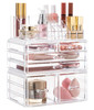HBlife Acrylic Clear Dustproof Makeup Storage Organizer Drawers Large Skin Care Cosmetic Display Cases for Bathroom Stac