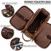 Elviros Toiletry Bag for Men Large Travel Shaving Dopp Kit Waterresistant Bathroom Toiletries Organizer PU Leather Cosme