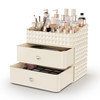 Rosoenvi Makeup Organizer for Vanity Stackable Cosmetics Organizer and Storage Cosmetic Display Cases with 2 Drawers and