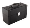 JackCubeDesign Nail Polish Organizer Makeup Train case 48 Compartments Removable Tray Black Leather MK406A