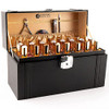 JackCubeDesign Nail Polish Organizer Makeup Train case 48 Compartments Removable Tray Black Leather MK406A