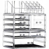 Clear Acrylic Makeup Organizer for VanityCountertopStackable 7 Drawers Bathroom Skincare Organizer with Brush HolderLarg