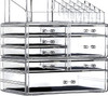 Cq acrylic 3 Pack Clear Make Up Organizer CountertopStackable 8 Drawers Makeup StorageCute Vanity Organizers for Dresser