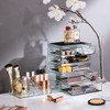 Sorbus Acrylic Makeup Organizer Set 6Drawer Vanity Countertop Cosmetic Storage with Small Wide Compartments Teal Thrill