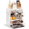 Sorbus Acrylic Makeup Organizer Set 7Drawer Vanity Countertop Cosmetic Storage with Small Wide Compartments Marble Print