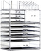 Cq acrylic Makeup Organizer Countertop For Vanity With 9 DrawersLarge Clear Plastic Make Up Storage for JewelryHair Acce