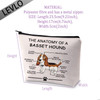LEVLO Funny Dog Lovers Gifts The Anatomy of A Basset Hound Cosmetic Bags Veterinary Mom Travel Toiletry Bags Basset Houn