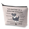 LEVLO Funny Mini Schnauzer Lovers Gifts The Anatomy of A Miniature Schnauzer Cosmetic Bags Veterinary Mom Travel Toiletr