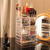 Cq Acrylic 4 Pack Clear Makeup Storage Stackable 10 Drawer Organizer for Vanity Jewelry Hair Clip Beauty Skincare Produc