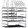 Cq acrylic 3 Pack Clear Makeup Organizer CountertopStackable 8 Drawers Skincare OrganizerCute Skin Care Organizer for Va