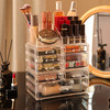 Cq acrylic 3 Pack Clear Makeup Organizer CountertopStackable 8 Drawers Skincare OrganizerCute Skin Care Organizer for Va