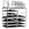 Cq acrylic 3 Pack Clear Makeup Organizer for VanityCountertopStackable 8 Drawers Cosmetic Storage for Hair ClipJewelryLi