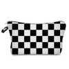 Deanfun Cosmetic Bag for Women Black White Lattice Waterproof Makeup Bags Roomy Toiletry Pouch Travel Accessories Gifts