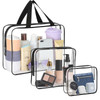 HAOGUAGUA 3 Pieces Large Clear Travel Bags for Toiletries Waterproof Clear Plastic Cosmetic Makeup Bags Transparent Pack