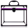 SHANY Clear Cosmetics and Toiletry Train Case Clear Travel Makeup Bag Case Organizer with Secure Closure and BlackPurple