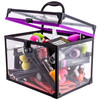 SHANY Clear Cosmetics and Toiletry Train Case Clear Travel Makeup Bag Case Organizer with Secure Closure and BlackPurple