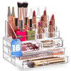 Masirs Clear Makeup Organizer 16Compartment Cosmetic and Jewelry Holder with 4 Drawers Vanity Storage Box for Makeup Ski