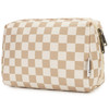 Narwey Checkered Makeup Bag Travel Cosmetic Bag Organizer Toiletry Bag Make Up Bags with Compartments for Women Girls La