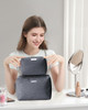 Narwey Makeup Bag Travel Cosmetic Bag Organizer Toiletry Bag Make Up Bags with Compartments for Women Girls Large Grey