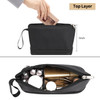 Ethereal Small Makeup Bag 2 Layers Travel Makeup Bag with Makeup Brush Holder Cosmetic Bag Black Make up Pouch for Women