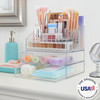 STORi Chloe Stackable Makeup Holder Drawer Organizer Set Clear BPAFree Plastic Made in USA Organize Brushes Cosmetics Be