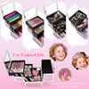 Joligrace Makeup Case Portable Makeup Box Travel Train Case Cosmetic Case Organizer with 2 trays Mirror Locking Make Up