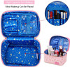 AngelReally Girl Makeup Bag Cosmetic PU Leather Makeup Bag Portable Travel Cosplay Makeup Bag Organizer Storage Bag Cart