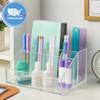 STORi Chloe Clear Plastic Stackable Desk Organizer Rectangular 6Compartment Office Supply Holder for Pens Markers Notepa