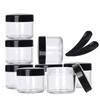 Refillable Cosmetic Sample Jars 100 Pack 20g 07oz Black Small Travel Containers with Lids 10 Mini Makeup Spatulas BPA Fr