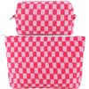 ZLFSRQ 2Pcs Makeup Bag Checkered Cosmetic Bag Set Travel Toiletry Bags for Purse Large Small Makeup Pouch for Women Cute
