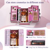 Frenessa Makeup Case Makeup Box Cosmetic Organizer Case Portable Make Up Artist Travel Case Storage Box 4 Trays with Div