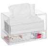 MyGift Modern Clear Acrylic Facial Tissue Dispenser Holder with PullOut Drawer for Makeup Cosmetics and Accessories Vani