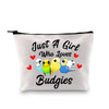 G2TUP Budgie Lover Gift Who Loves Budgies Makeup Bag Budgie Mom Cosmetic Bag Parakeet Pet Bird Lover Gift for Budgerigar