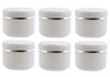 50ml 167oz White Silver Edge Empty Refillable Cosmetic Plastic Jars with Dome Lid Make Up Face Cream Lip Balm Lotion Sto