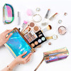 Weewooday 3 Pieces Iridescent Makeup Bag Holographic Bag Cosmetic Toiletries Bag Portable Waterproof Travel Pouch Irides