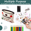 Weewooday 20 Pieces Teacher Appreciation Gifts Cosmetic Bags Teacher Canvas Makeup Bags Toiletry Case Pencil Bag with Zi
