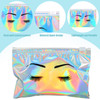 Kajaia 60 Pack Holographic Lash Aftercare Bags Empty Eyebrow Eyelash Cosmetic Makeup Bag 6 x 4 in EVA Zipper Beauty Gift