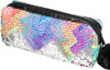 PHOGARY Sequin Preppy Pencil Case for Girls Fluffy Zip Pull Pouch Bag Holographic Pen Case Sparkling School Stuff Shimme
