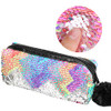 PHOGARY Sequin Preppy Pencil Case for Girls Fluffy Zip Pull Pouch Bag Holographic Pen Case Sparkling School Stuff Shimme