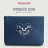 True Religion Womens Makeup Bag Small Travel Cosmetic Zipper Pouch Organizer Heart Logo Denim