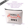 LEVLO Funny Flamingo Gift Calm The Flock Down Flamingo Cosmetic Bag Fun Flamingo Party Gift Flamingo Lover Gift CALM THE