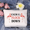 LEVLO Funny Flamingo Gift Calm The Flock Down Flamingo Cosmetic Bag Fun Flamingo Party Gift Flamingo Lover Gift CALM THE