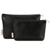 Wandering Nature Makeup Bag Small Cosmetic Bag for Purse 2 Pack Small Make Up Pouch Vegan Leather Cute Travel Pouch with