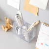 Newkita 3 Pack Clear Acrylic Cosmetic Pencil Pen Holder Cup Clear Makeup Brush Holder Desk Acrylic Brushes Storage