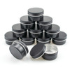 Foraineam 48 Pack 1 oz Aluminum Round Lip Balm Tin Containers with Screw Lid Metal Storage Travel Tins Matte Black Empty