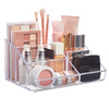 STORi Clear Plastic Vanity Makeup Organizer 6Compartment Holder for Brushes Eyeshadow Palettes Beauty Supplies Curved Fr