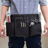 MyGift Professional Black Salon Apron Makeup Artist Cosmetic Canvas Waist Apron Multiple Pocket Brush Bag Organizer